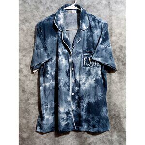 Ekouaer Pajama Top only sleepwear Wmn Sz L pocket monogram ELA